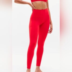 Athleta Red Salutation Stash High-Waisted Leggings, With Pockets